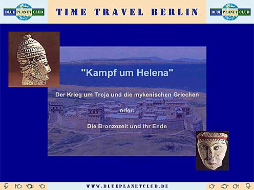 Titel der Multimedia-Präsentation zum Thema "Troja" von TimeTravelTeam